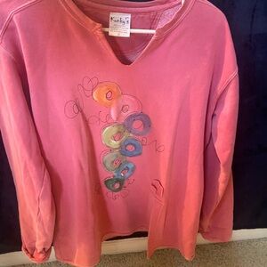 Kunky Pink Long Sleeve Top with Colorful Design